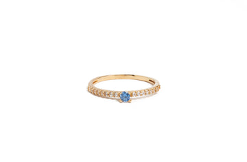 ANILLO SOLITARIO CIRCON AZUL 18K