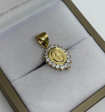 DIJE VIRGEN MILAGROSA CON CIRCONES 18K