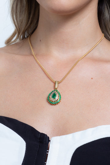 DIJE GOTA CELESTIAL ESMERALDAS X DIAMANTES 18K