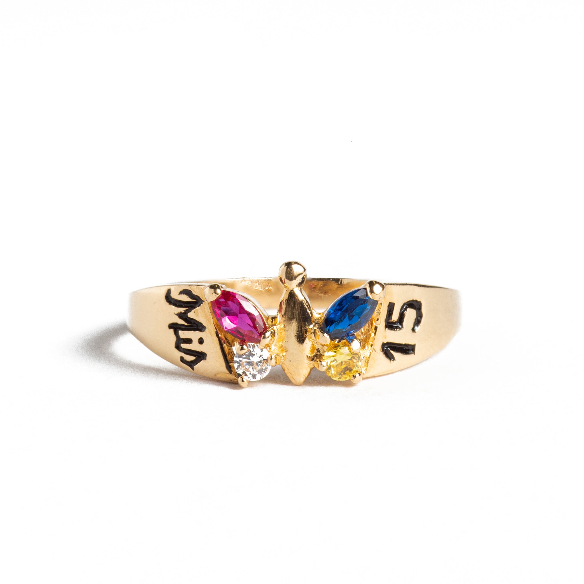 ANILLO MARIPOSA CIRCONES QUINCES 18K