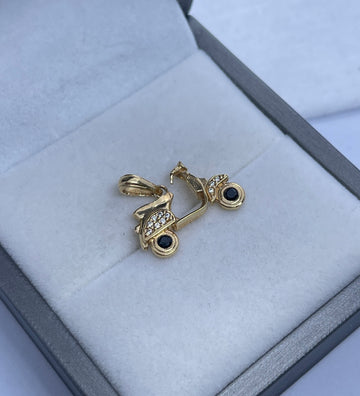 DIJE MOTO GRANDE CIRCONES ORO AMARILLO 18K