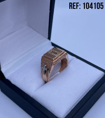 ANILLO ORO ROSA CON CRUCES BLANCAS 18K